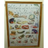 A coloured print poster advertising the fresh culinary delights of Italian produce  38" x 26"