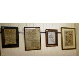 Four framed antique coloured maps: to include an example by H Moll  12" x 8"