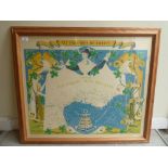 A 1950s French wine related print  26" x 32"  framed