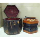 An early 20thC Lachenal & Co eleven key mahogany cased concertina/squeeze box, model no.94154  boxed