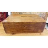 A late 19thC oak canteen case with a three tiered, fitted baize lined interior  7"h  20.5"w