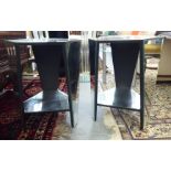 A pair of modern hexagonal multi-mirror clad side tables with undertiers  22"h  18"dia