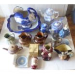 Ceramics: to include a Wedgwood jasperware jug  6"h; and a Royal Doulton character jug 'Long John