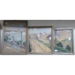 Three framed works by Wersel - street scenes and landscapes  pastel  two bearing signatures  all