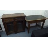 An Edwardian mahogany single drawer writing table  29"h  42"w; and a contemporary mahogany two