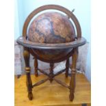 A modern antique design, overprinted softwood terrestrial globe, on stand  37"h