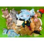 Twenty five Beanie Babies Teddy bears and animals: to include a cat