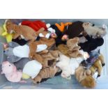 Twenty five Beanie Babies Teddy bears and animals: to include a kangaroo