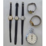 Five variously cased and strapped wristwatches; and a Waltham wristwatch