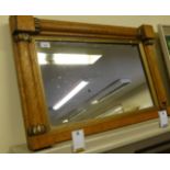 A 19thC maple framed overmantel mirror with pilaster ornament  19"h  31"w