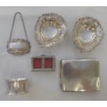 Silver ware: to include a late Victorian combination postage stamp box and a miniature double