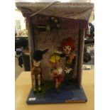 A Pelham puppet show, featuring Pinocchio, a clown and a donkey  22"h with provision for mains power