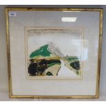 Attributed to Ben Button - 'The Green Hill, Rain'  watercolour  bears an inscription and printed