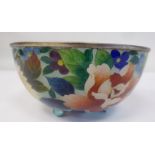 A 20thC Japanese cloisonné bowl with silver coloured mounts and floral decoration  2.5"h  5"dia