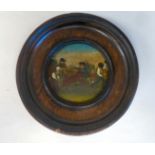 An 18th/early 19thC miniature, an English rustic scene depicting a pig being pursued by villagers