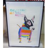 Andrew Shaw - 'Francis Bacon The Bull Terrier'  coloured mixed media