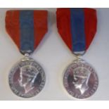 Two George VI Imperial Service medals, on ribbons, awarded to John Cawston and Edgar George