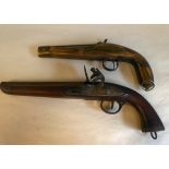 Two vintage replica 19thC design flintlock pistols