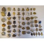 Approx. fifty military cap badges and other insignia, some copies: to include Northamptonshire