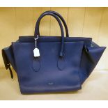 A Celine of Paris blue leather handbag