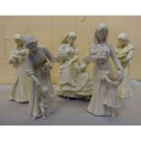 Five Royal Worcester china figures, designed by either Maureen Halson or Glenis Devereaux  largest