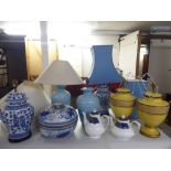 Ceramics: to include a selection of table lamps, decorated in various taste