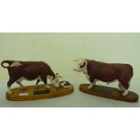 Two Beswick pottery Connoisseur Collection models, viz. Hereford Cow and Calf  7"h; and Hereford