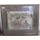 A modern copy of a 14thC county map 'Barkshire'  14" x 20"  framed