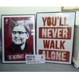 Two framed Liverpool themed prints  24" x 36"