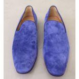 A pair of men's Christian Louboutin blue suede loafers  size 43