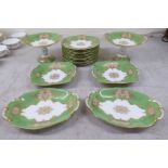 Coalport china tableware, decorated in green and gilt