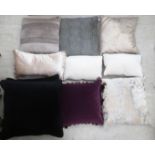 Variously patterned fabric scatter cushions