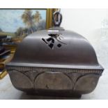 An early 20thC two-part brass charcoal burner  13"h