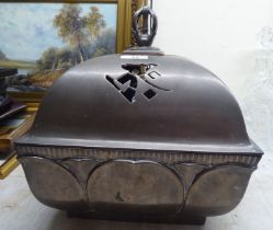 An early 20thC two-part brass charcoal burner  13"h