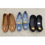 Three pairs of ladies shoes by Louis Vuitton  approx. size 39.5