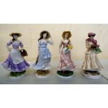 A set of four Royal Worcester china figures, designed by Maureen Halson in 1992  'Spring'  'Summer'