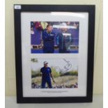 A golf collage, photographic prints of Ian Poulter and Thomas Bjorn from the 2018 European Ryder Cup