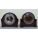 Two similar Art Deco  Smiths of Enfield oak cased mantel clocks, faced by Arabic dials  8"h