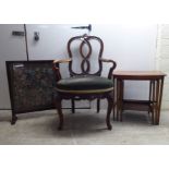 Small furniture: to include a Regency Continental mahogany framed open arm hall chair