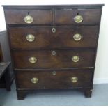 A George III oak five drawer dressing chest, raised on bracket feet  42"h  36"w