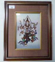 A gemstone handcrafted collage - 'Brahma'  7" x 9"  framed
