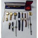 Variously cased and strapped ladies and mens wristwatches