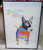 Andrew Shaw - 'Francis Bacon The Bull Terrier'  coloured mixed media  bears a pencil signature