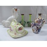 19thC and later ceramics and glassware: to include a Zolony Pecs style china vase  8"h; and a cheese