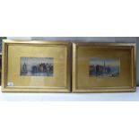 T Mortimer - two European cityscapes  watercolours  bearing signatures  5" x 9"  framed