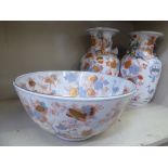 Oriental ceramics: to include a mid 20thC bowl, decorated with flora  12"dia