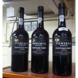 Three bottles of Fonseca 2009 vintage port
