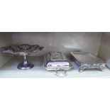 Silver plated tableware: to include a twin handled serving dish; and a comport  11"dia