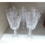 A set of eight Waterford crystal pedestal glasses  7"h