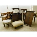Early 20thC and later small furniture: to include an Edwardian mahogany piano stool, upholstered